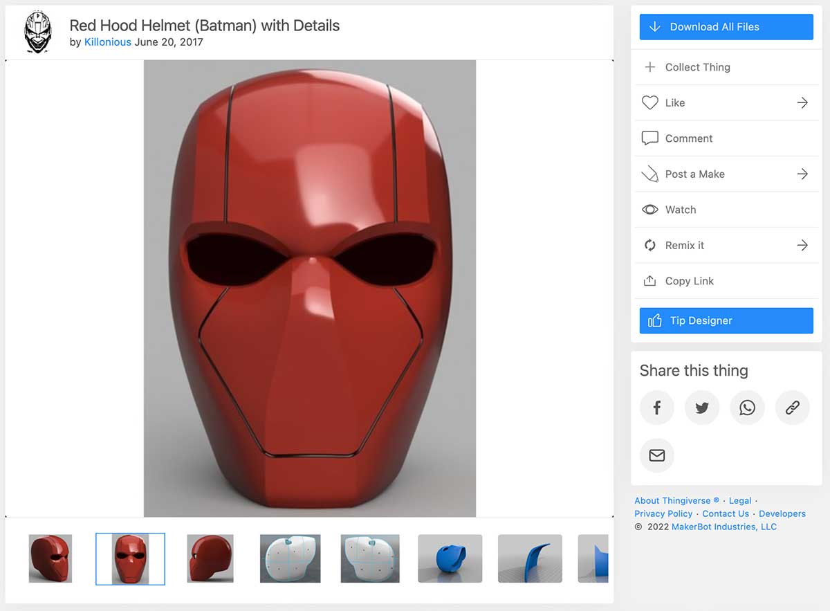 Thingiverse red hood helmet