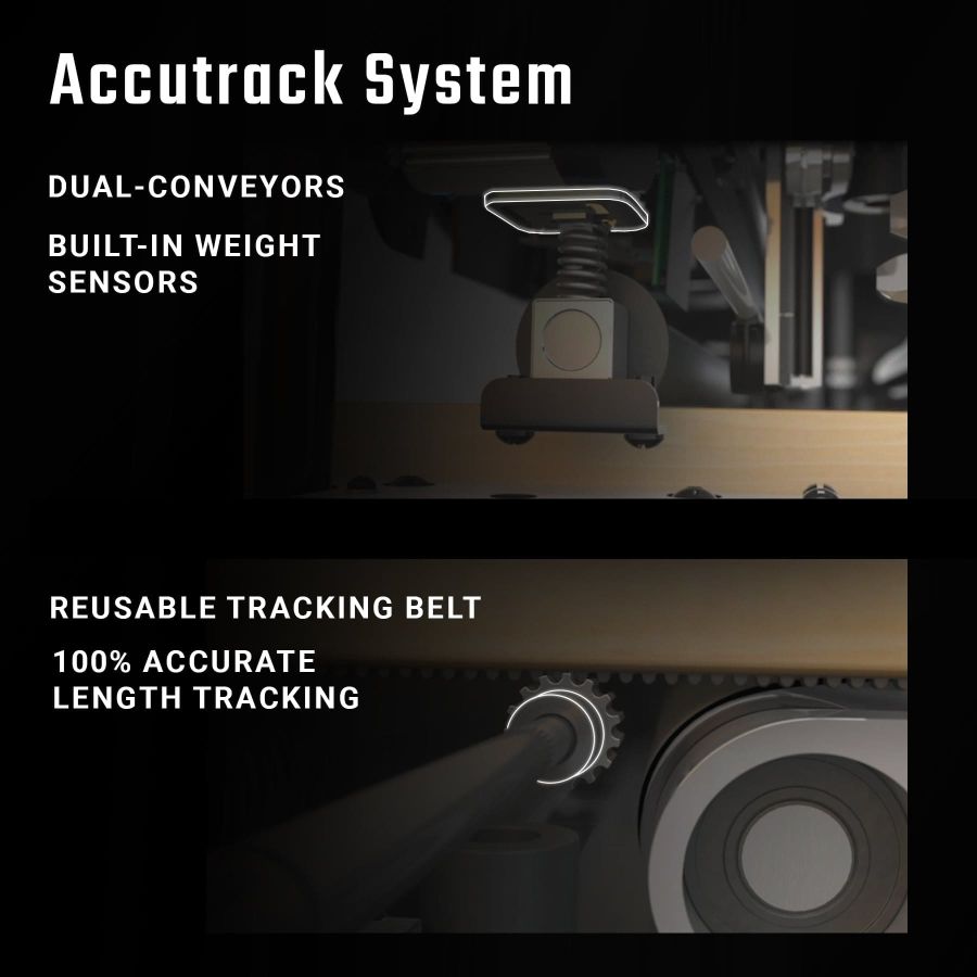 RAVEN CNC feeds material through it accurately with the Accutrack system