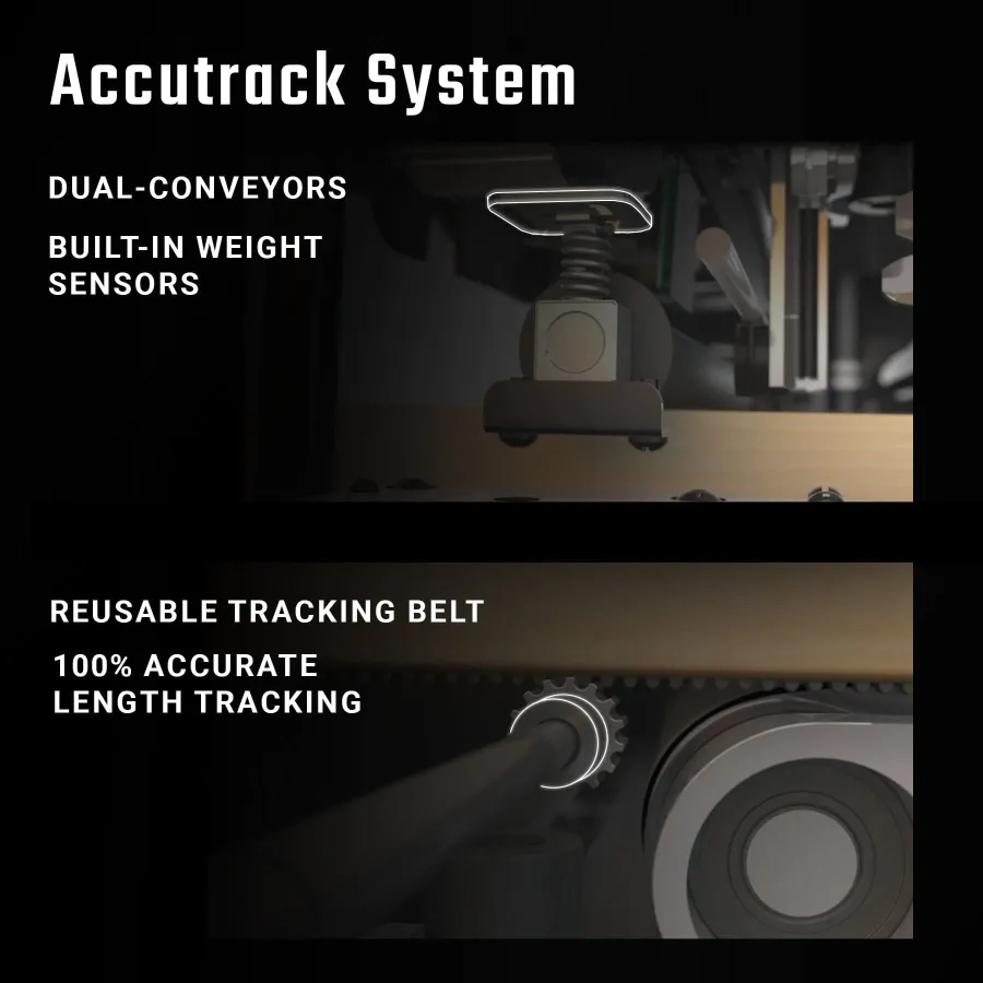 RAVEN CNC feeds material through it accurately with the Accutrack system
