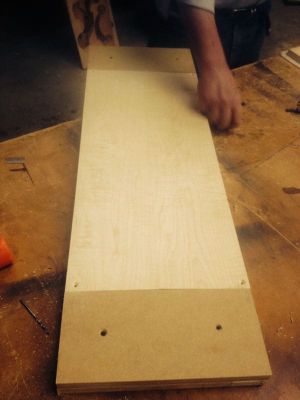 The prepped board fits nice and snug in its jig.