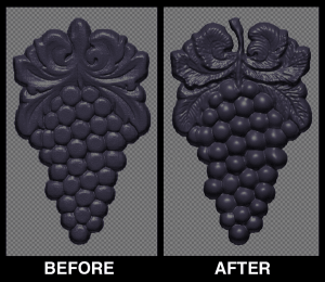 Sculptor before and after grapes