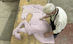 Assembling Large scale horse carving